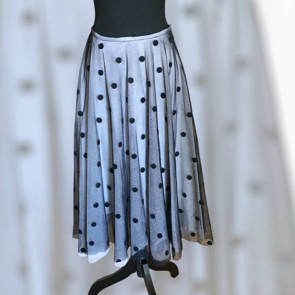 ALEXIA ADMOR New York Dotted Organza Tulle Chiffon Maxi Skirt Gothic Size 6 - Picture 1 of 11